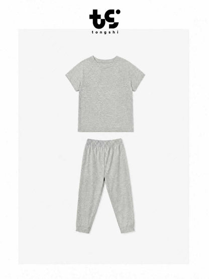 Kids Cotton Lyocell Loungewear Set, Raglan Short‑Sleeve Top & Jogger Pants 2‑Piece Soft Sleepwear Outfit
