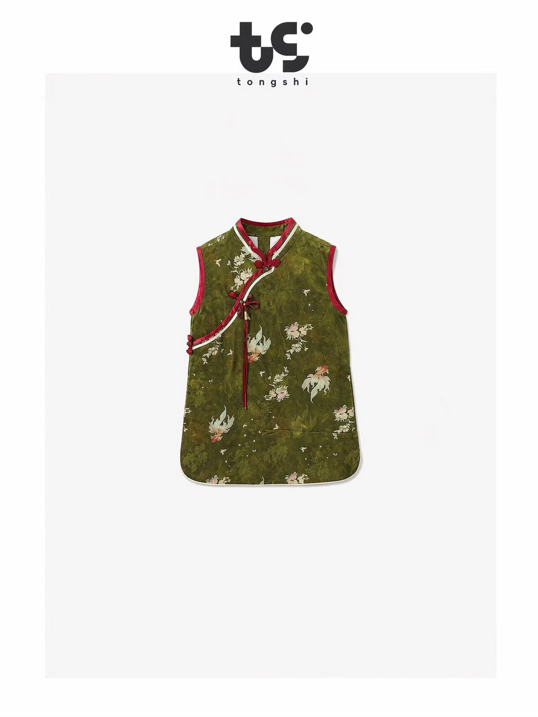 Vintage Chinese Style Kids Sleeveless Cheongsam Vest Dress Goldfish